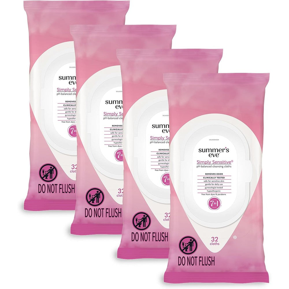 Summer's Eve Simply Sensitive Daily Gentle Feminine Wipes 4 pack front view