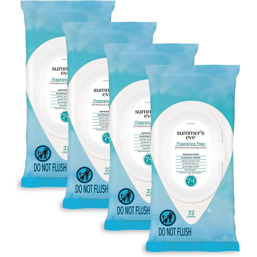 Summer's Eve Fragrance-Free Feminine Wipes front view of resealable pack.