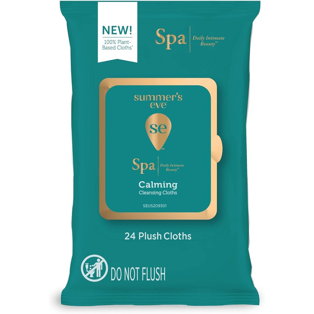 Summer's Eve Spa Calming Chamomile Feminine Wipes front packaging showing 24 count.