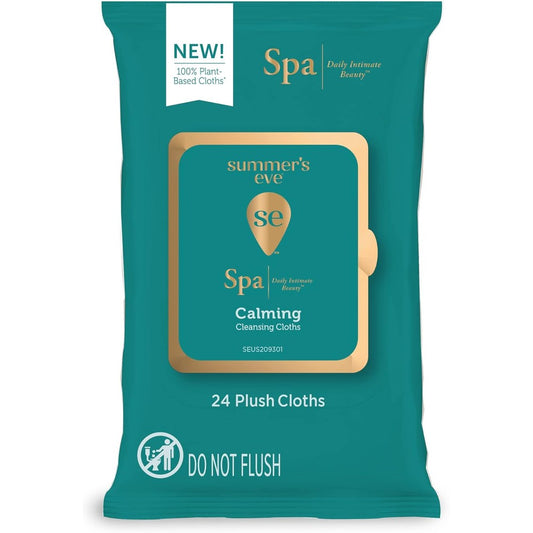 Summer's Eve Spa Calming Chamomile Feminine Wipes front packaging showing 24 count.