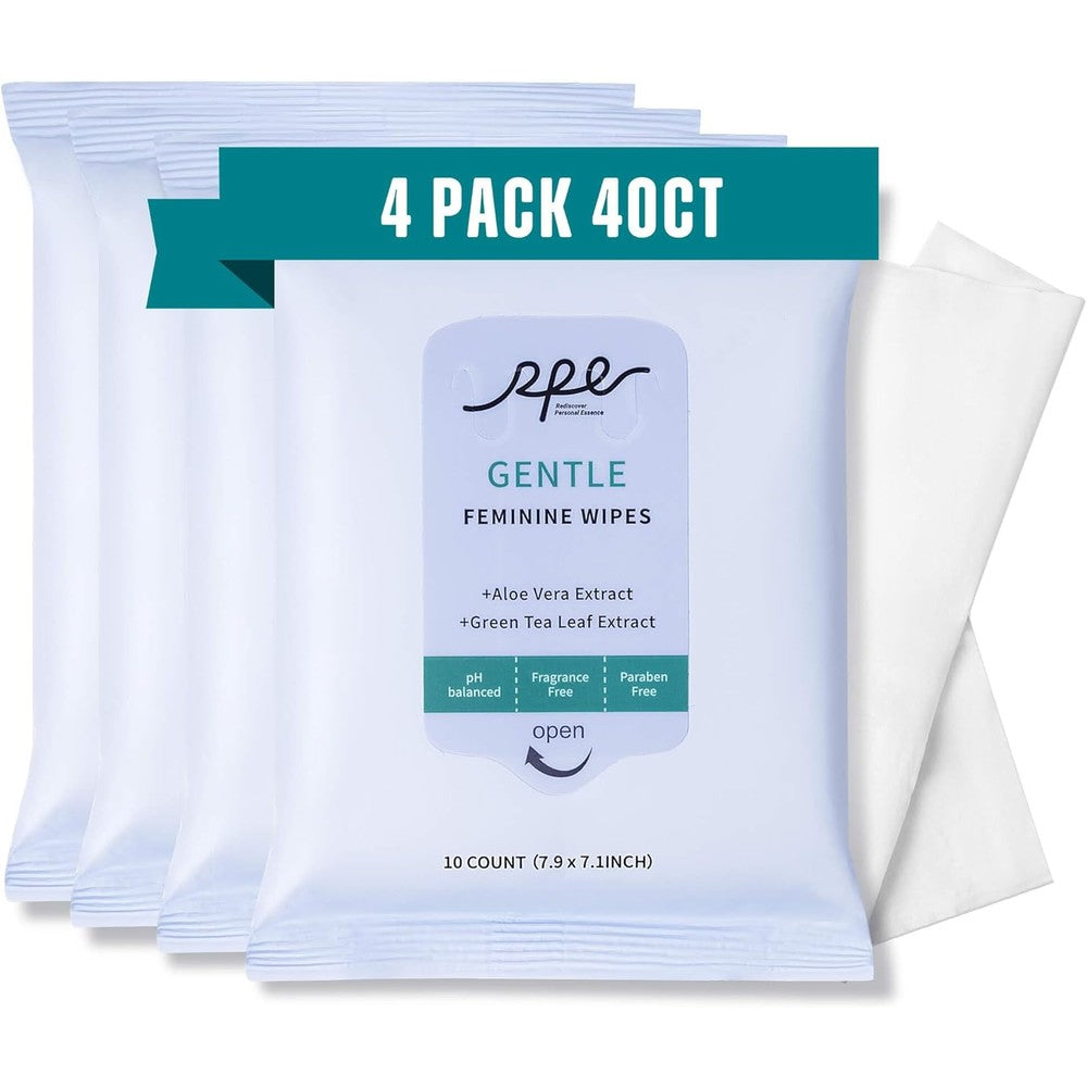 RPE Life Large Feminine Wipes 4 pack front view for intimate hygiene.