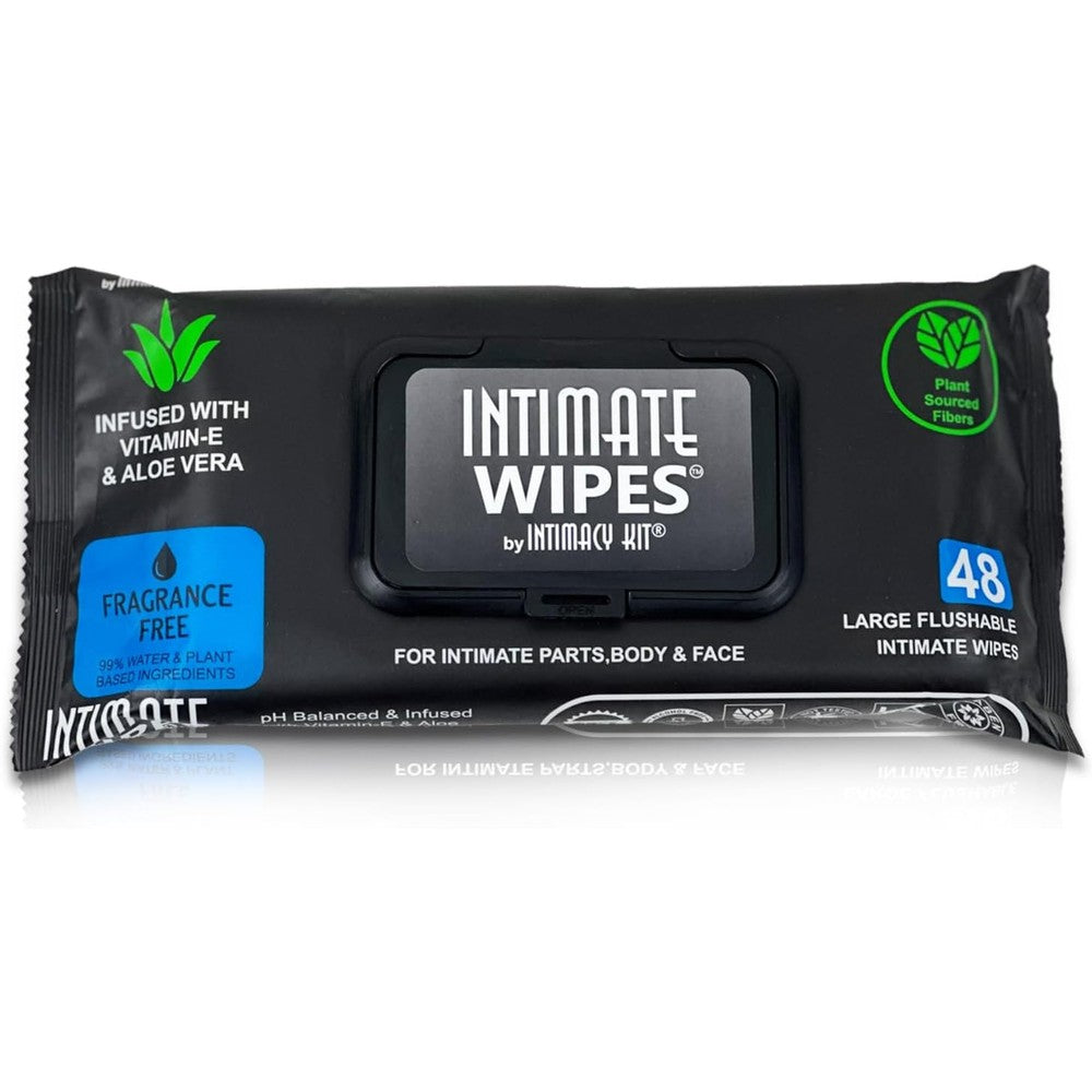 Intimacy Kit Intimate Wipes 48 count package front view showing fragrance free label