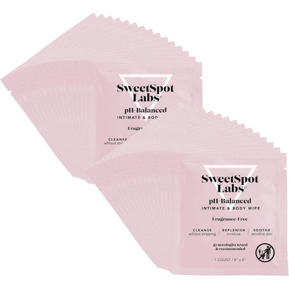 SweetSpot Labs On-The-Go pH Balanced Feminine Wipes front view for travel hygiene