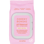Cheeky Bonsai pH Balanced Feminine Wipes front packaging view for odor control.