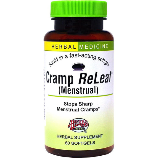 Herbs Etc. Cramp ReLeaf 60 softgels front view for menstrual relief