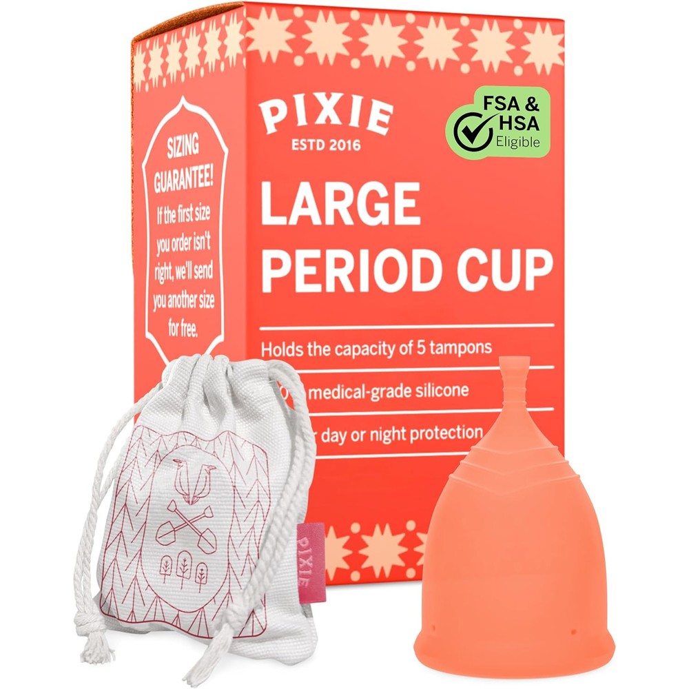 Pixie Cup Large pink medical grade silicone menstrual cup front view