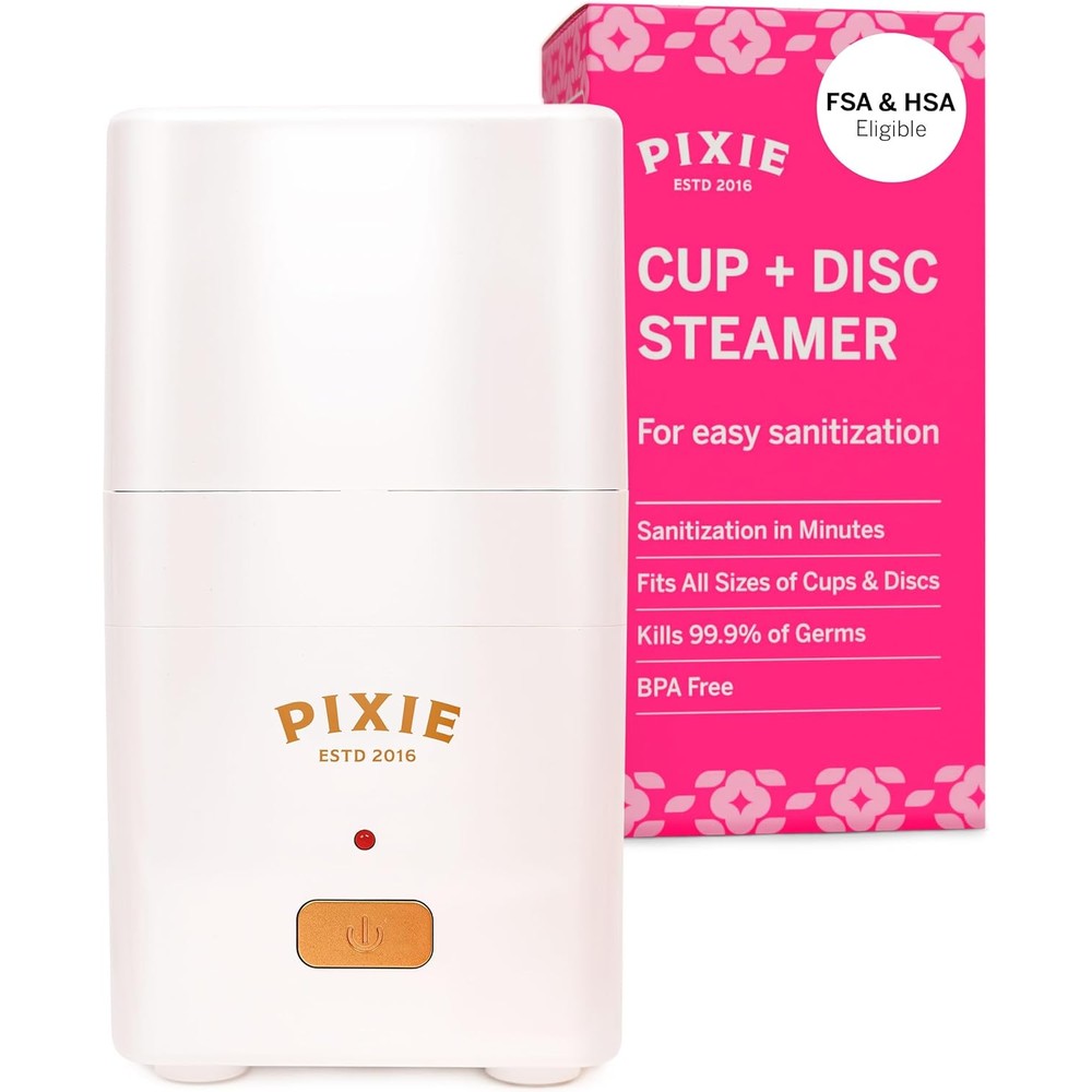 Pixie Cup Menstrual Cup Steamer in white front view for period hygiene
