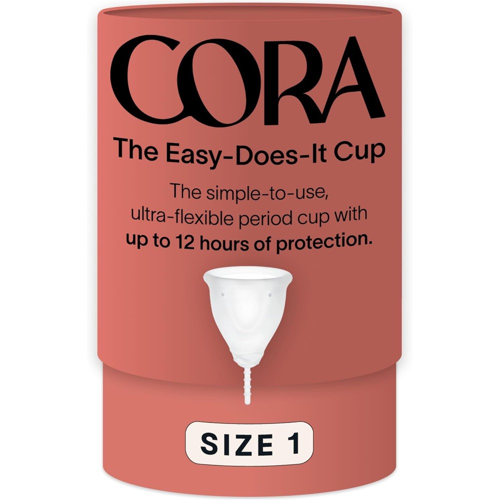 Cora Menstrual Cup Size 1 front view of clear medical grade silicone.
