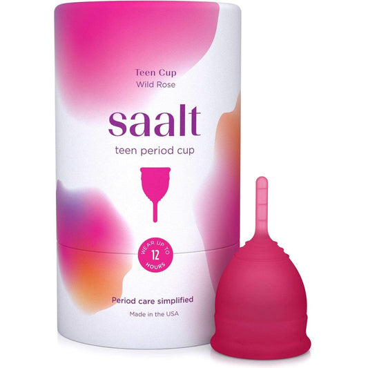 Saalt Teen Menstrual Cup in Wild Rose front view for beginners.