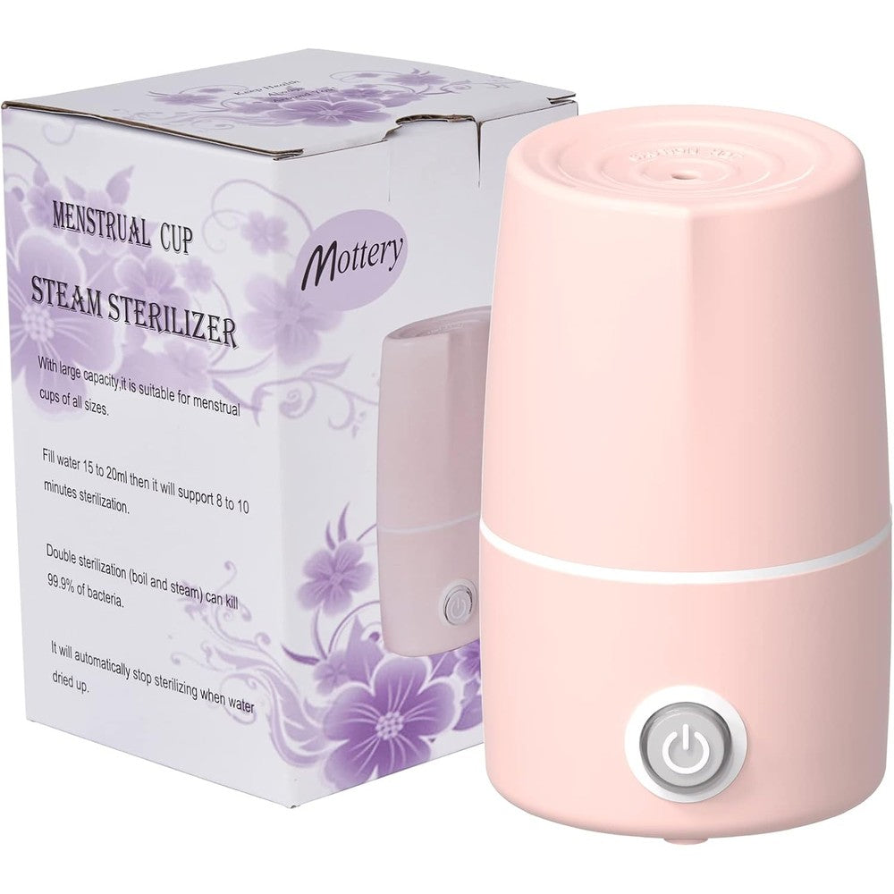 Mottery Menstrual Cup Sterilizer front view pink steam cleaner machine