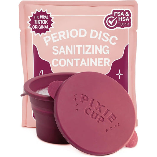 Pixie Cup Menstrual Cup Compact Sterilizer front view collapsible silicone container