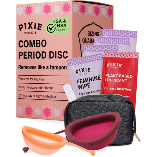 Pixie Cup Menstrual Disc combo pack front view medical grade silicone