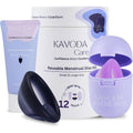KAVODA Menstrual Disc Kit front view showing small and large purple discs.