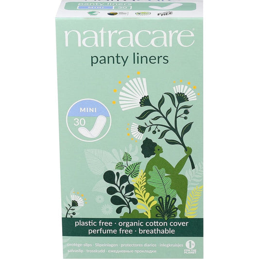 Natracare Mini Panty Liners 30 pack front view organic cotton feminine care
