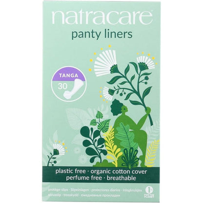 Natracare Organic Tanga Panty Liners front view for thong style underwear.