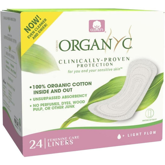 Corman Organyc 100 Percent Organic Cotton Panty Liners front view for sensitive skin protection.
