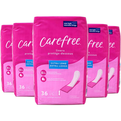Carefree Acti-Fresh Extra Long Panty Liners 5 pack front view imported feminine care.
