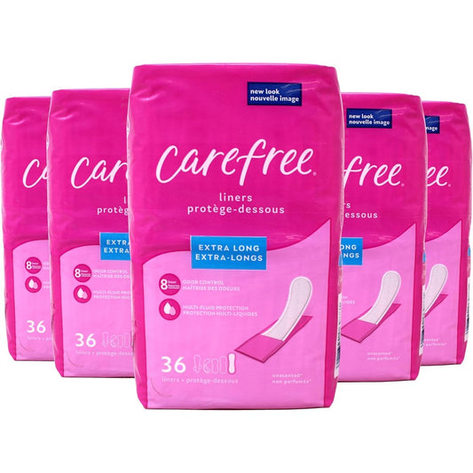 Carefree Acti-Fresh Extra Long Panty Liners 5 pack front view imported feminine care.