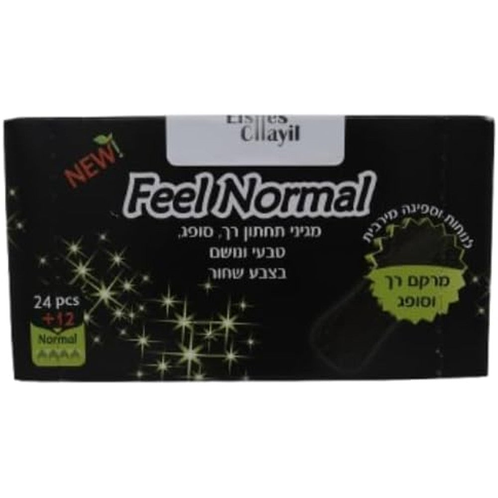 Eishes Chayil Feel Normal Black Panty Liners front view packaging