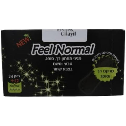 Eishes Chayil Feel Normal Black Panty Liners front view packaging