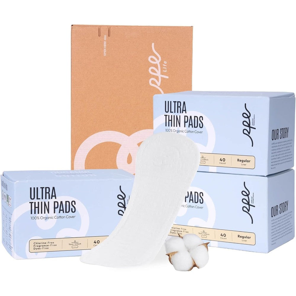RPE Life organic cotton panty liners 120 count pack front view daily feminine care