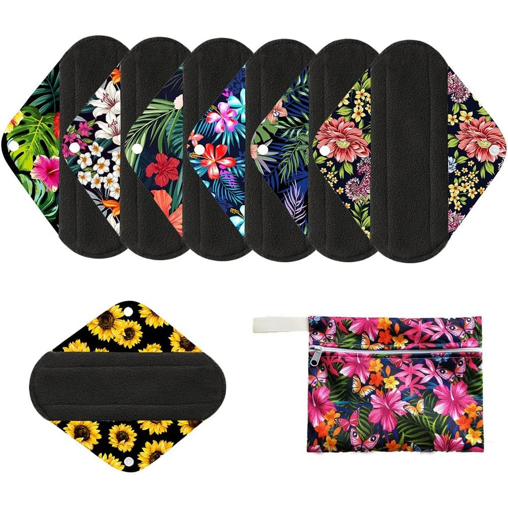 MissC2C Reusable Menstrual Pads set front view of colorful printed patterns.