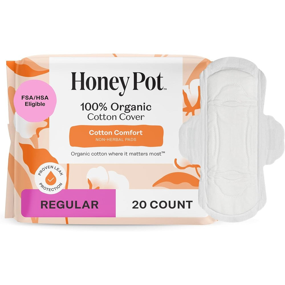 The Honey Pot Company Non-Herbal Regular Pads front packaging view imported feminine care