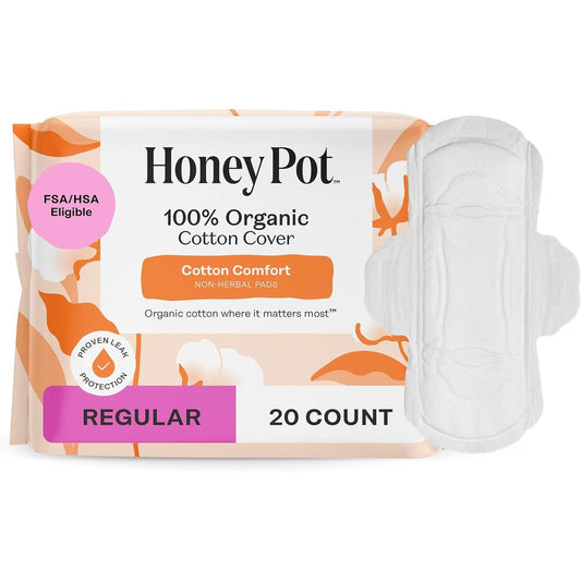 The Honey Pot Company Non-Herbal Regular Pads front packaging view imported feminine care