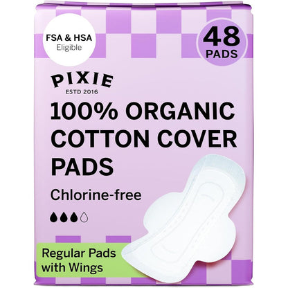 Pixie Cup Organic Cotton Ultra Thin Pads 48 count pack front view authentic imported feminine care