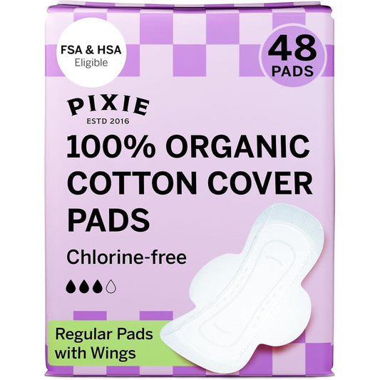 Pixie Cup Organic Cotton Ultra Thin Pads 48 count pack front view authentic imported feminine care