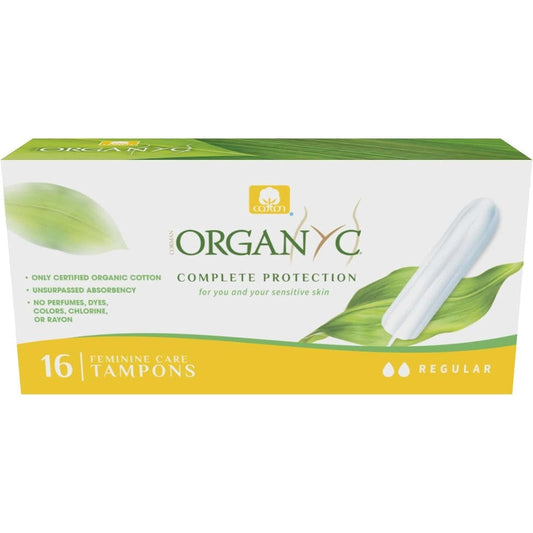 Corman Organyc 100 percent organic cotton tampons regular flow front view packaging