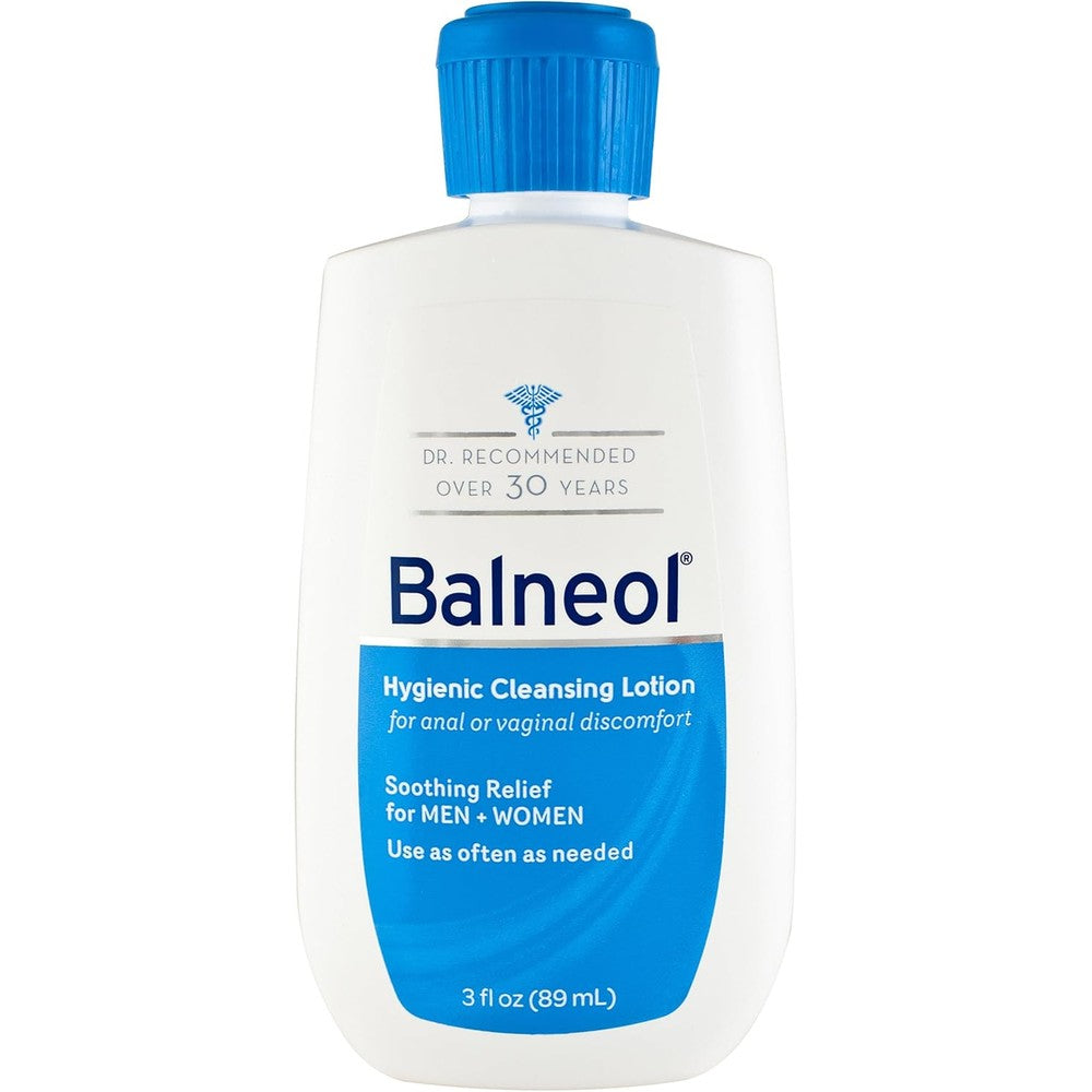 Balneol Hygienic Cleansing Lotion 3 ounce front bottle view for soothing relief.