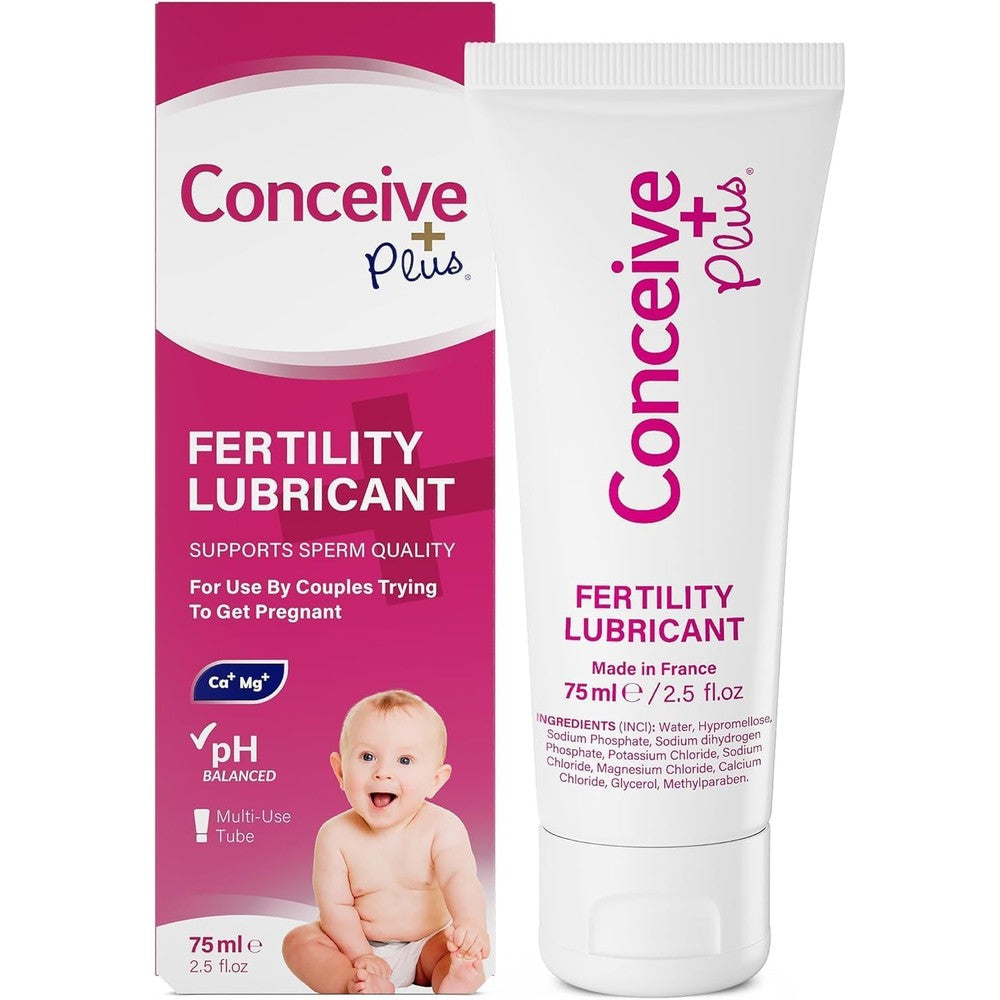 Conceive Plus Fertility Lubricant 75ml tube and box front view for TTC support.