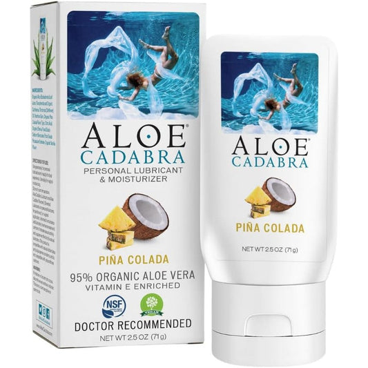 Aloe Cadabra Pina Colada organic lubricant front view bottle for intimate wellness.