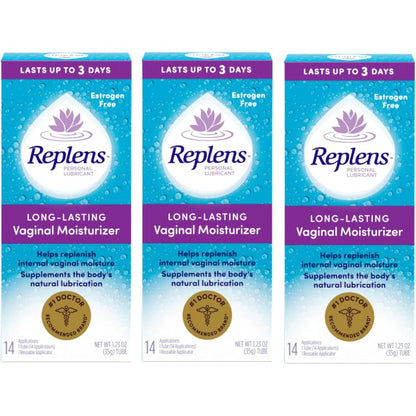 Replens Long Lasting Vaginal Moisturizer 35 gram tube front view for feminine dryness relief.