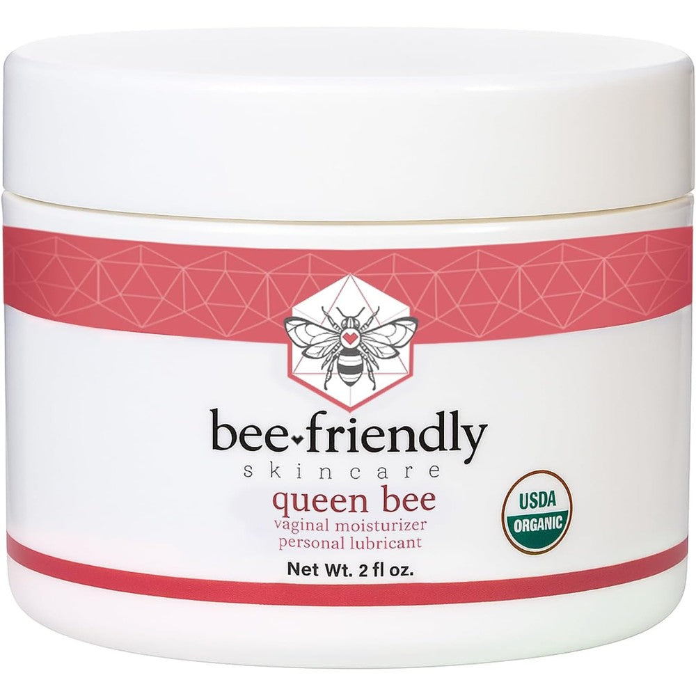BeeFriendly Organic Vaginal Moisturizer 2 ounce jar front view for intimate hydration.