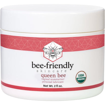 BeeFriendly Organic Vaginal Moisturizer 2 ounce jar front view for intimate hydration.