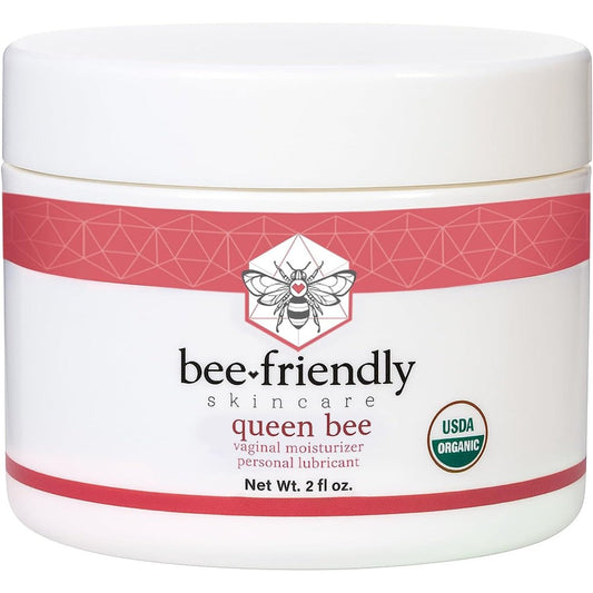 BeeFriendly Organic Vaginal Moisturizer 2 ounce jar front view for intimate hydration.