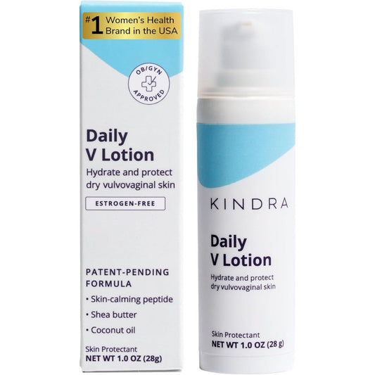Kindra Daily V Moisturizer Lotion front view for vaginal dryness relief.