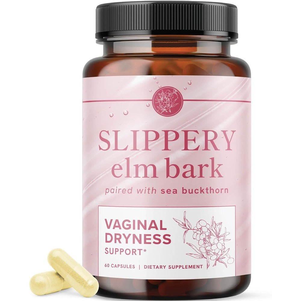 SMNutrition Slippery Elm for Women bottle front view for vaginal moisture support