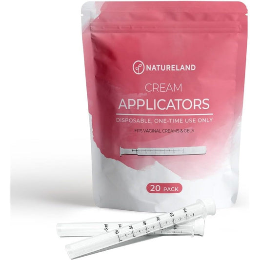 Natureland Disposable Vaginal Applicators front view showing 20 count packaging