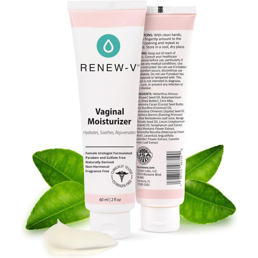 Renew-V Natural Vaginal Moisturizer 2 Ounce front view for intimate dryness relief.