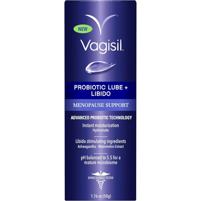 Vagisil Menopause Support Probiotic Lube front view for intimate hydration