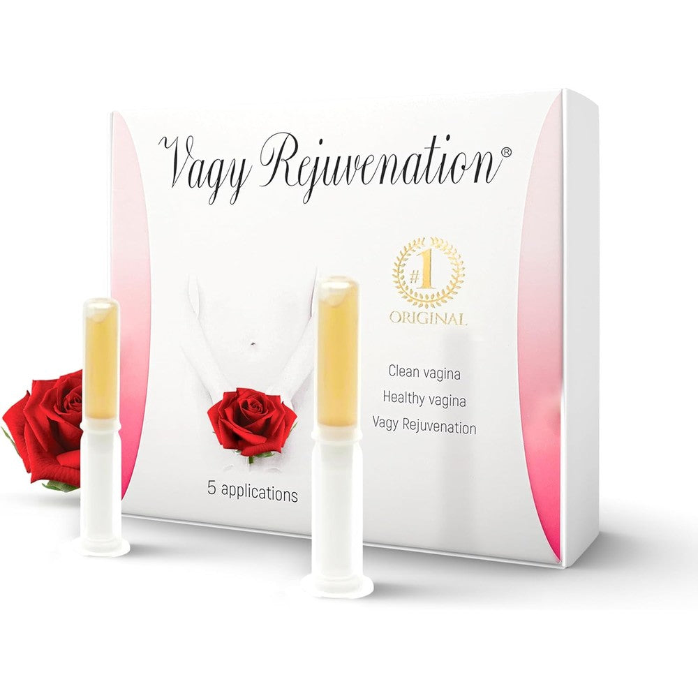 Vagy Rejuvenation Herbal Gels front packaging showing 5 application pack for vaginal health.