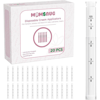 Momsnug Disposable Vaginal Cream Applicators front view for feminine care.