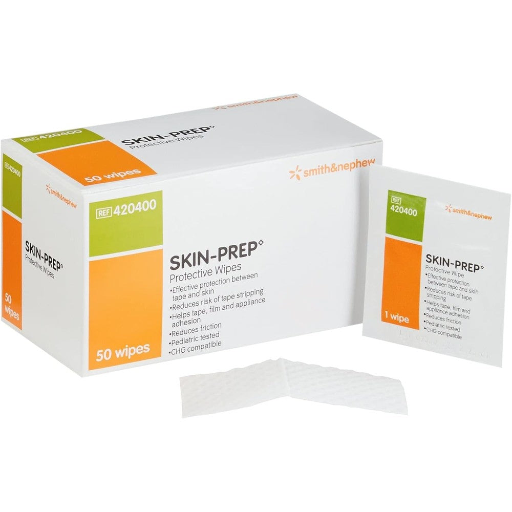 Smith & Nephew Skin-Prep Protective Dressing Wipes 50 count box front view skin barrier.