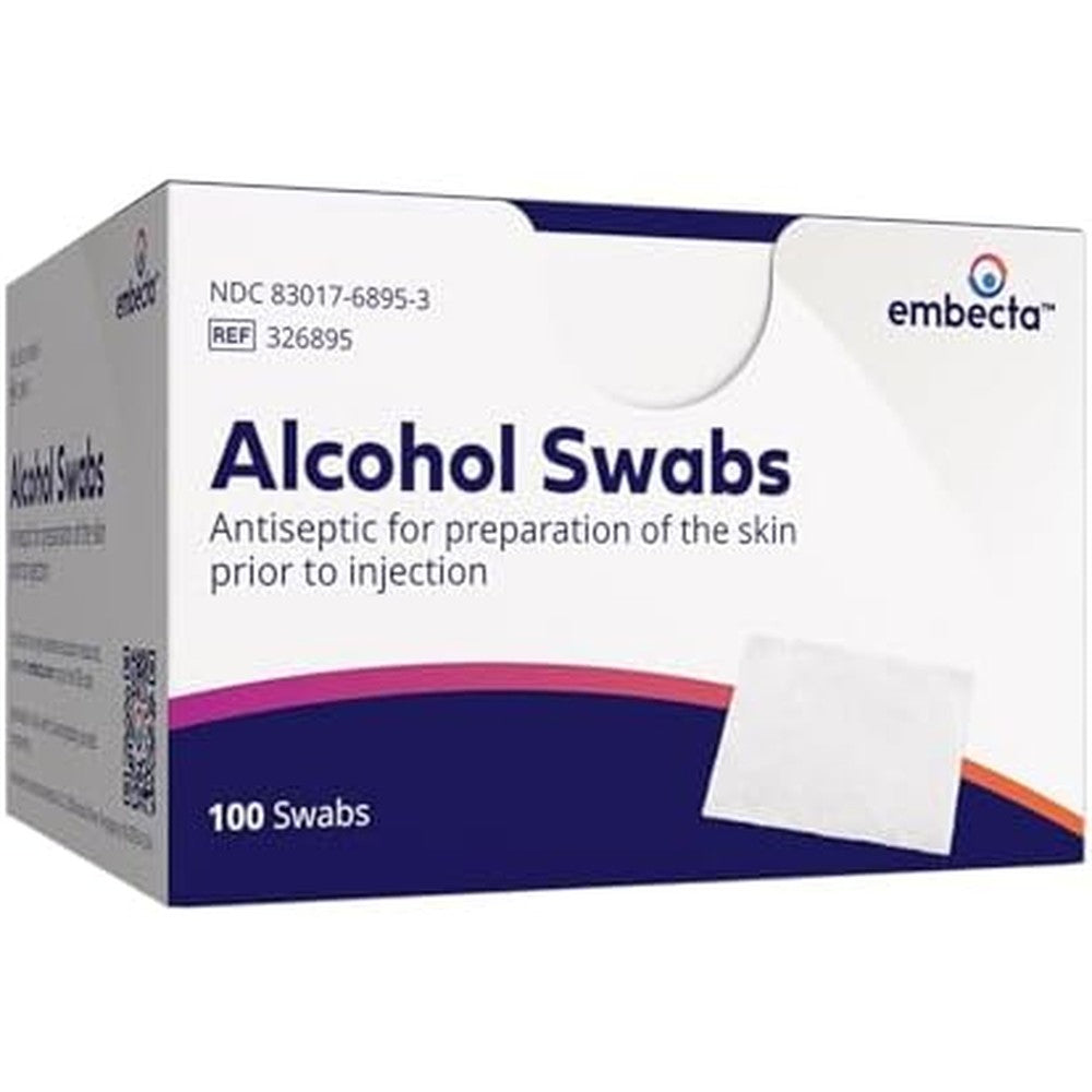 BD Embecta Alcohol Swabs 100 count box front view sterile antiseptic pads