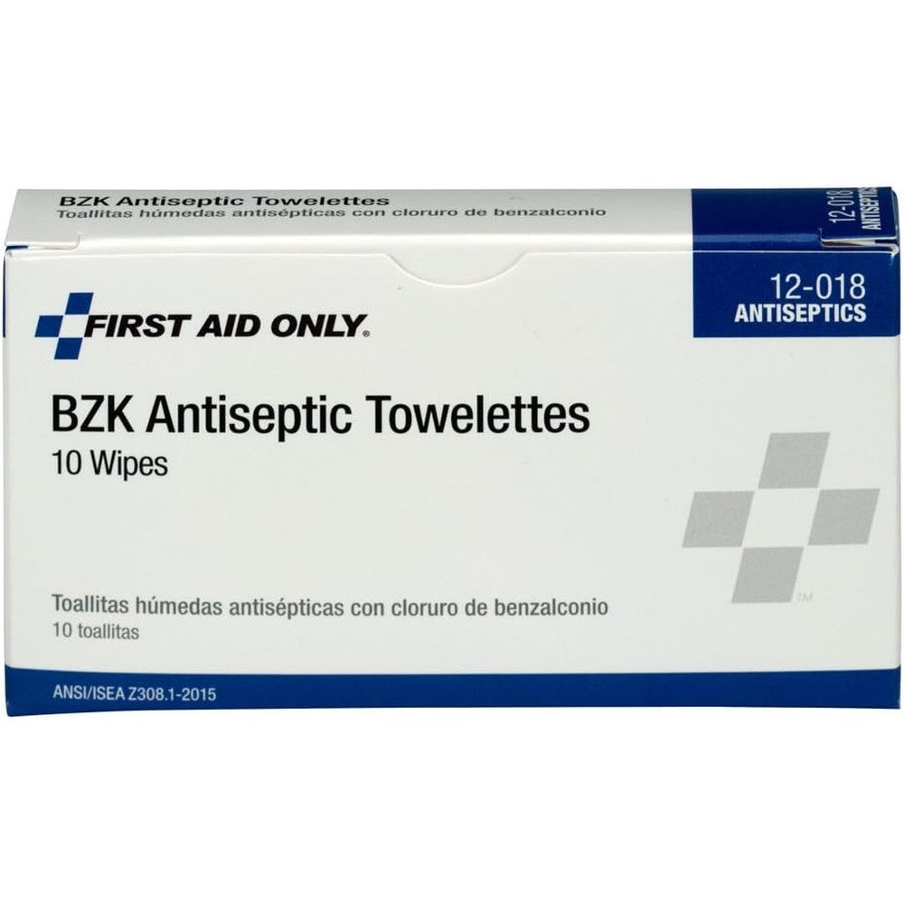 First Aid Only Benzalkonium Chloride Antiseptic Wipes box front view wound care essentials