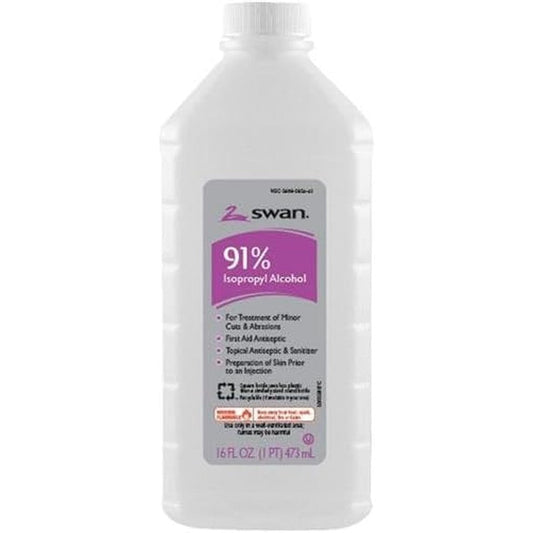 Vi-Jon Swan 91 percent Isopropyl Rubbing Alcohol bottle front view first aid antiseptic.