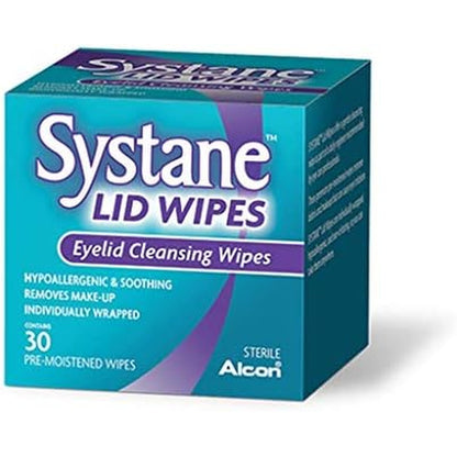Systane Lid Wipes 30 Count Pack of 3 front view showing sterile packaging